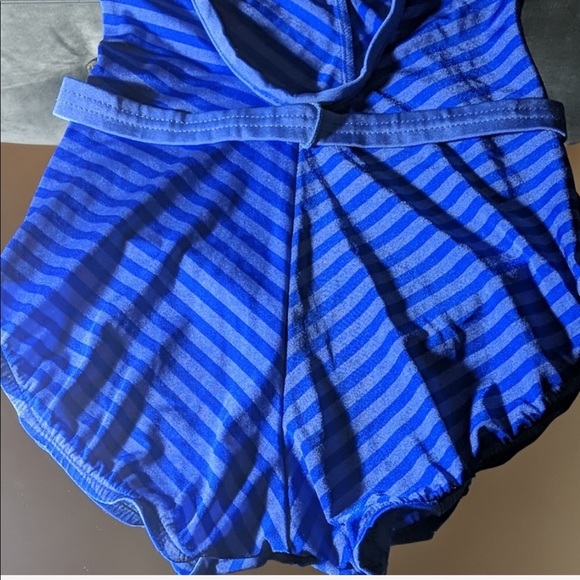 Callie Vintage: Blue Chevron Striped Full Swimsuit - Picture 4 of 8